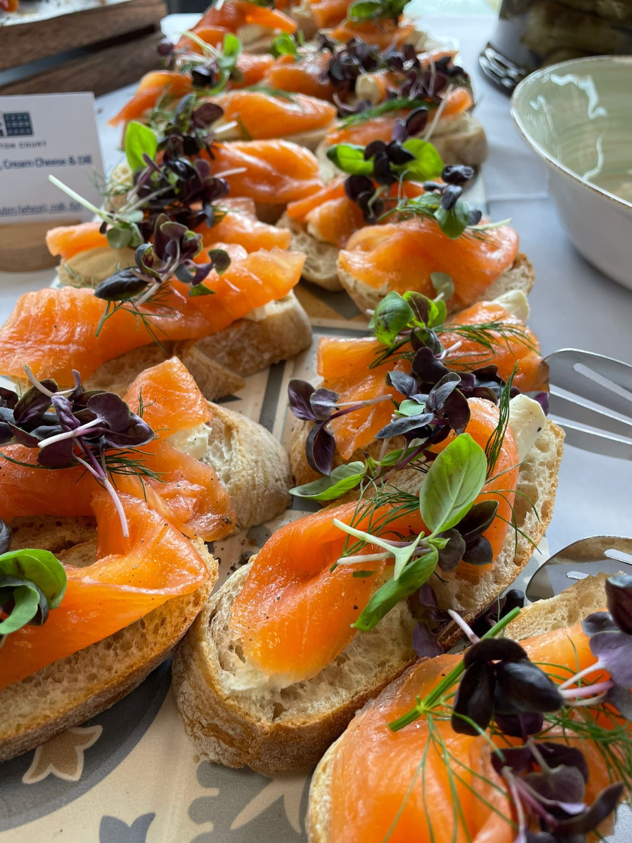 Salmon Crostini — cured · olive