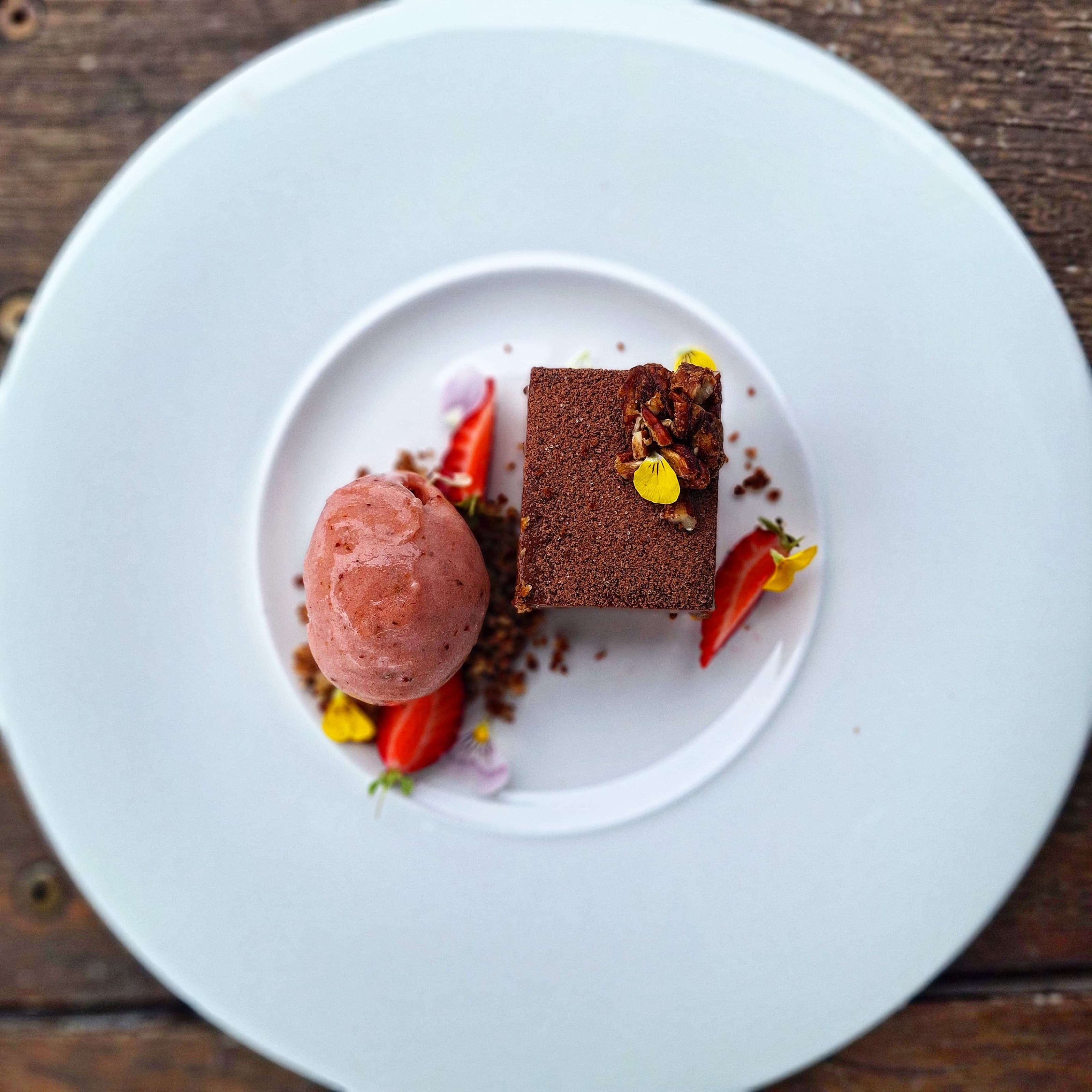 Chocolate, Plated — sorbet · strawberry
