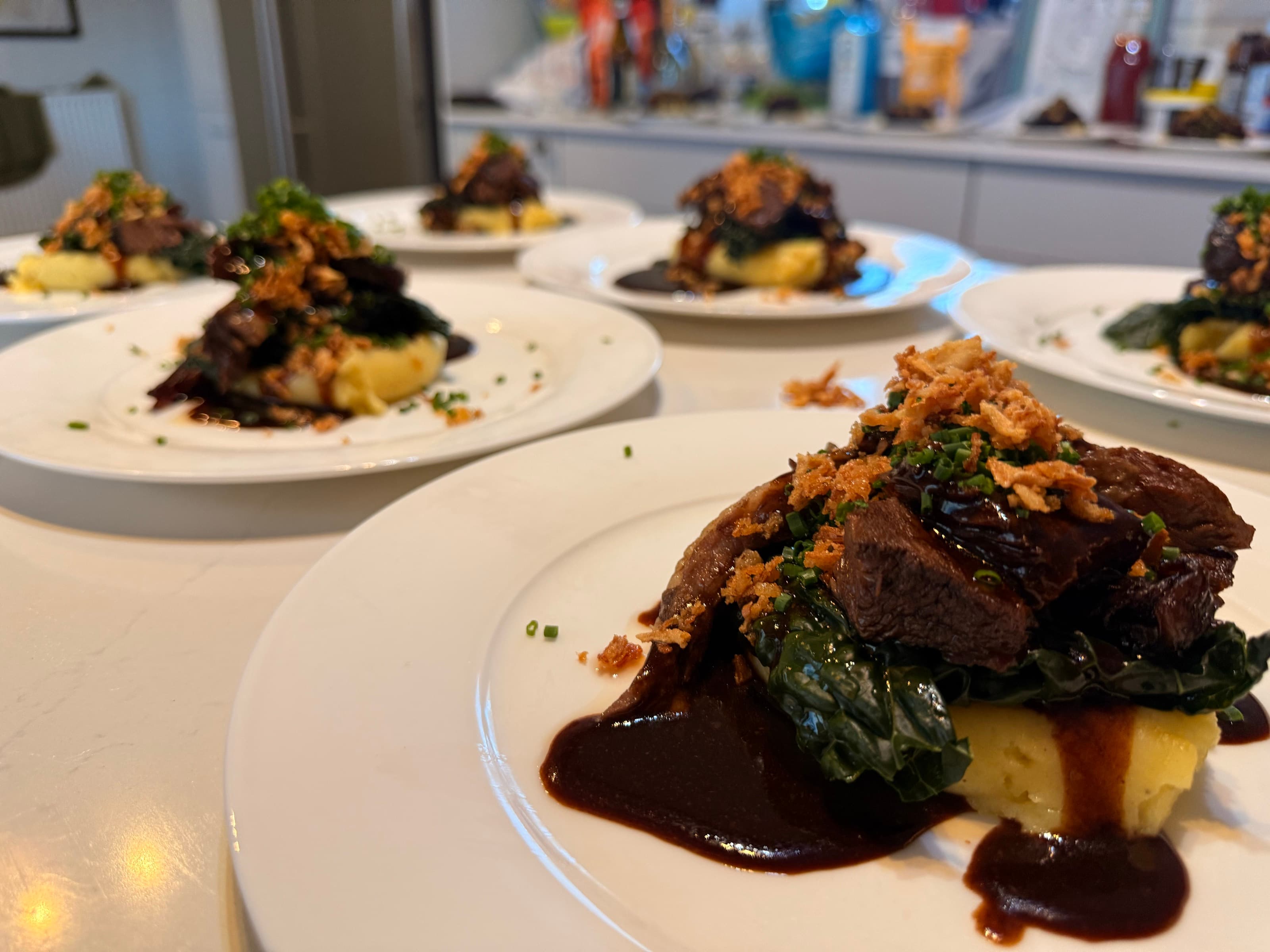Beef, Braised — crisp onion · jus