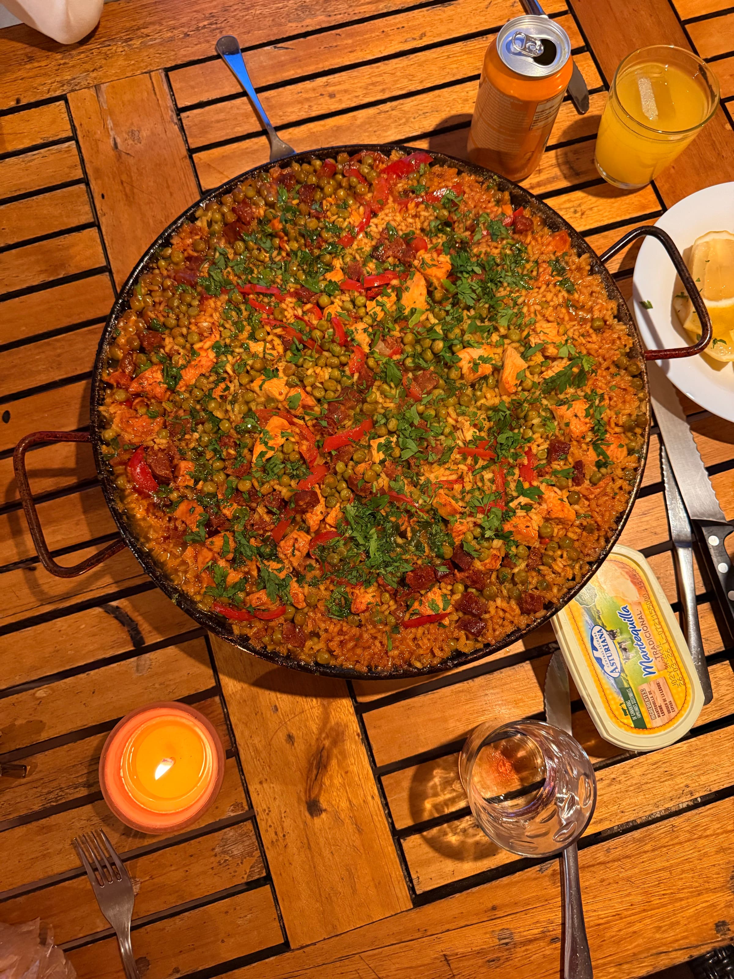 Paella, Rested — candlelight · crust