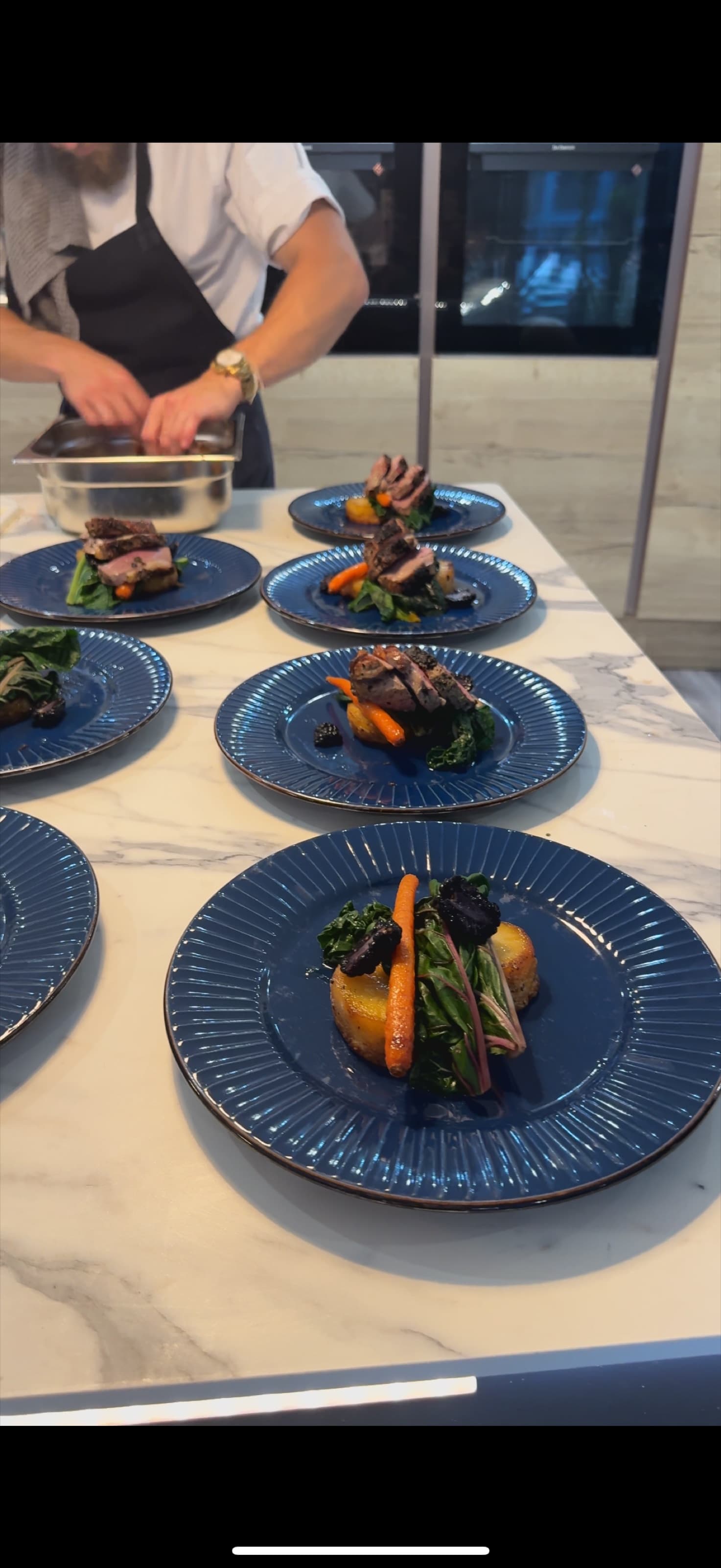 Lamb, Blue China — fluted · lined