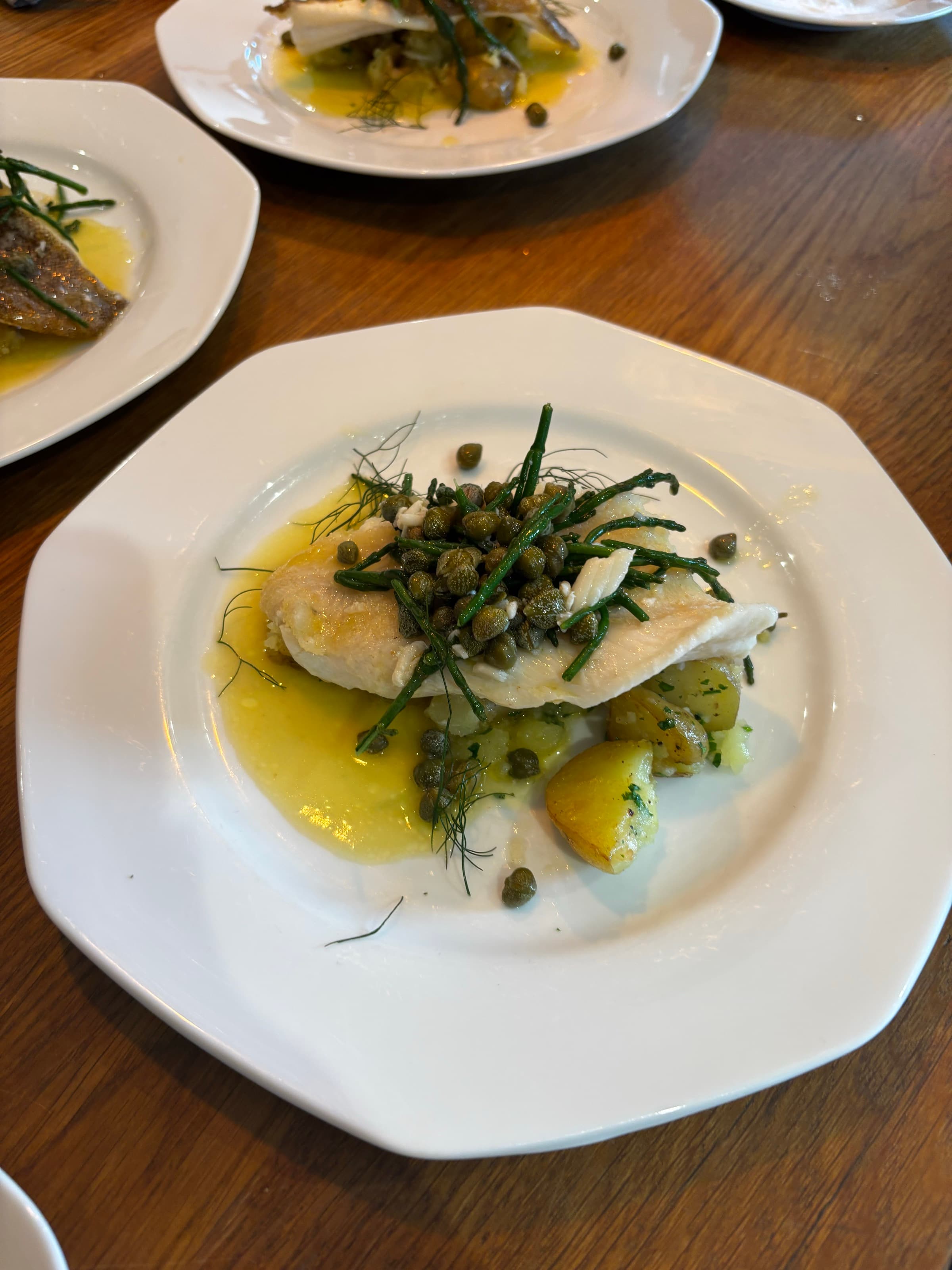 Fish, Capers — beurre blanc · dill