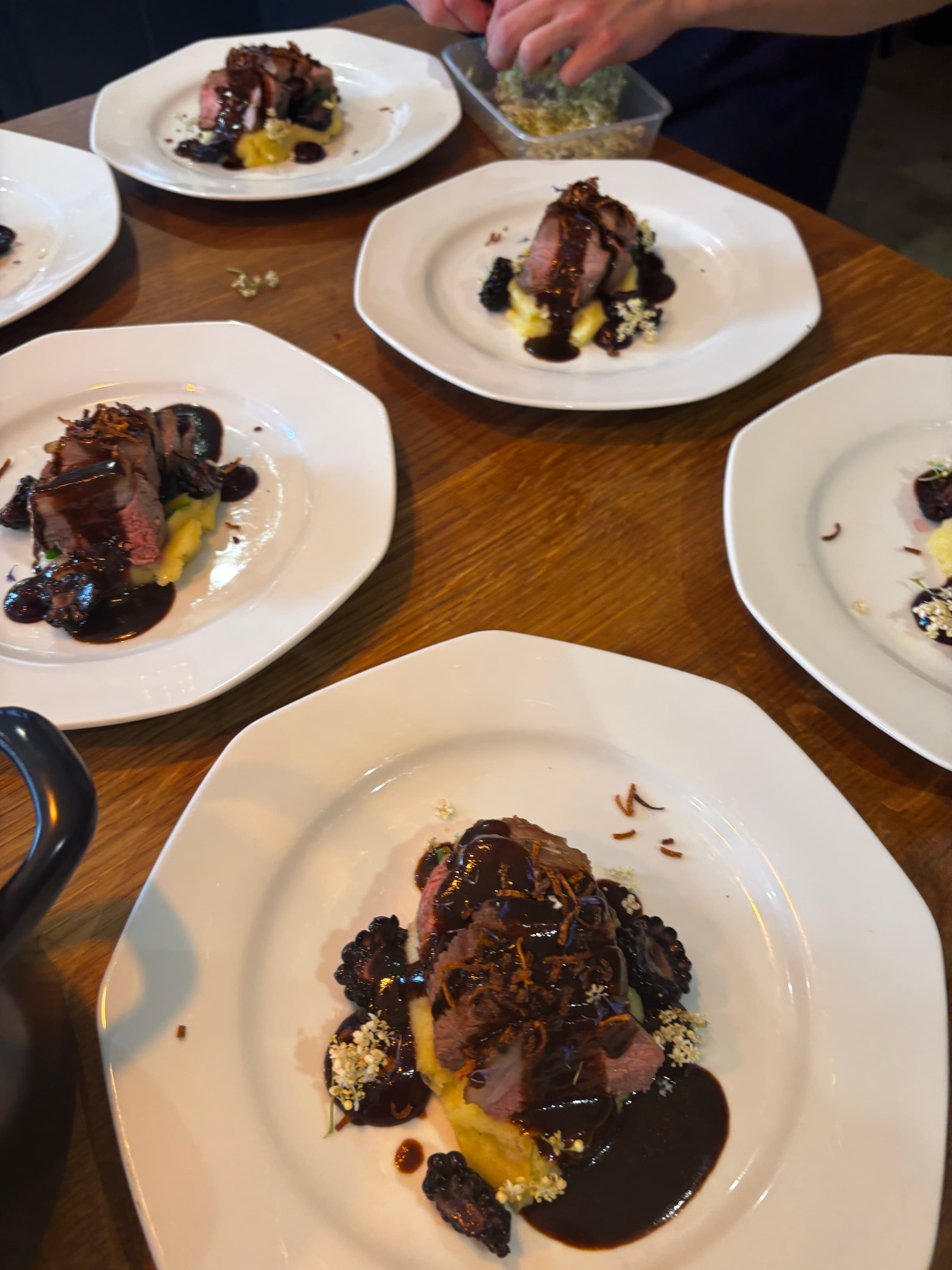 Dinner, Laid — beef · octagonal china