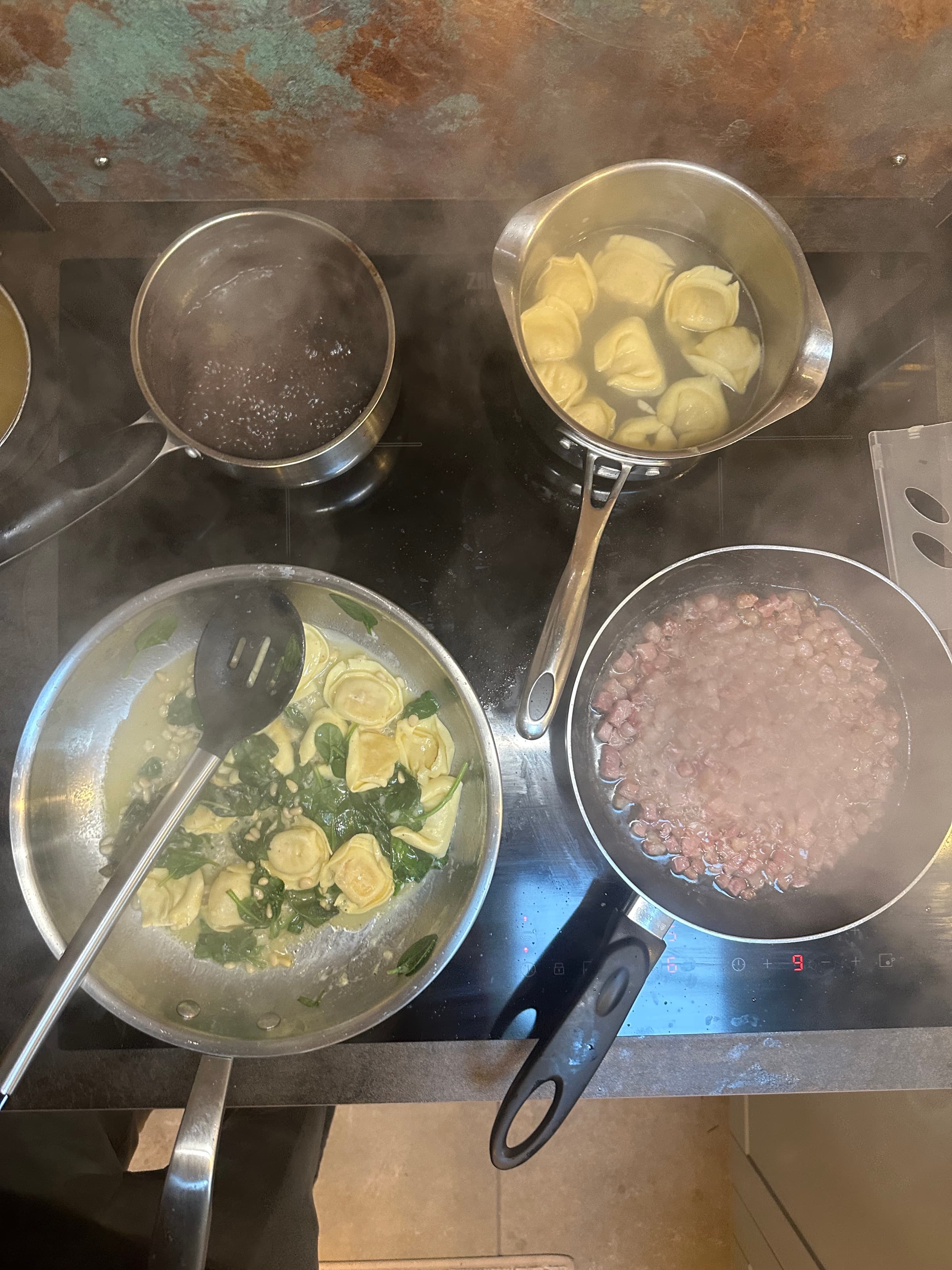 Three Pans — butter · broth