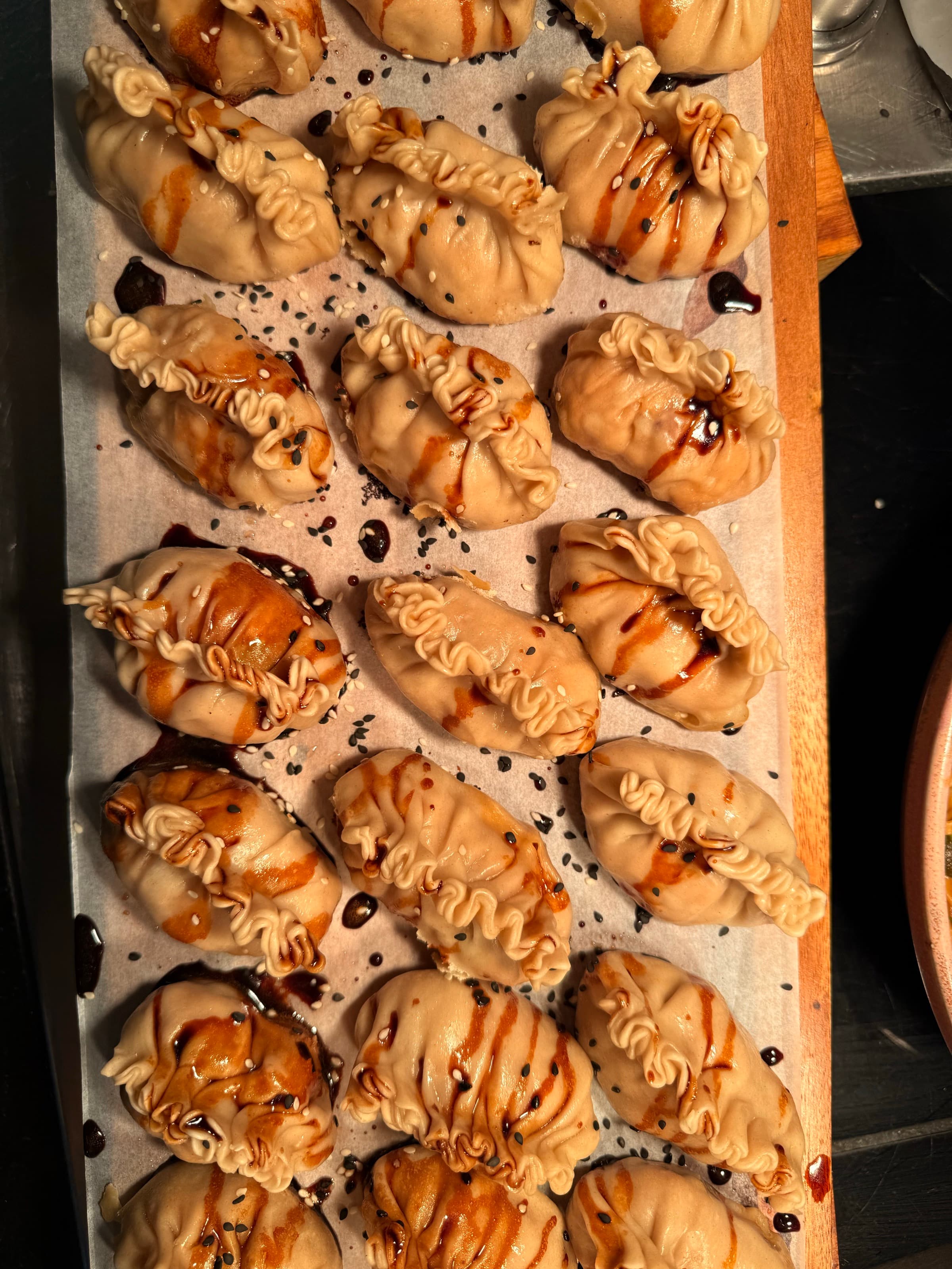 Dumplings, Baked — glazed · sesame