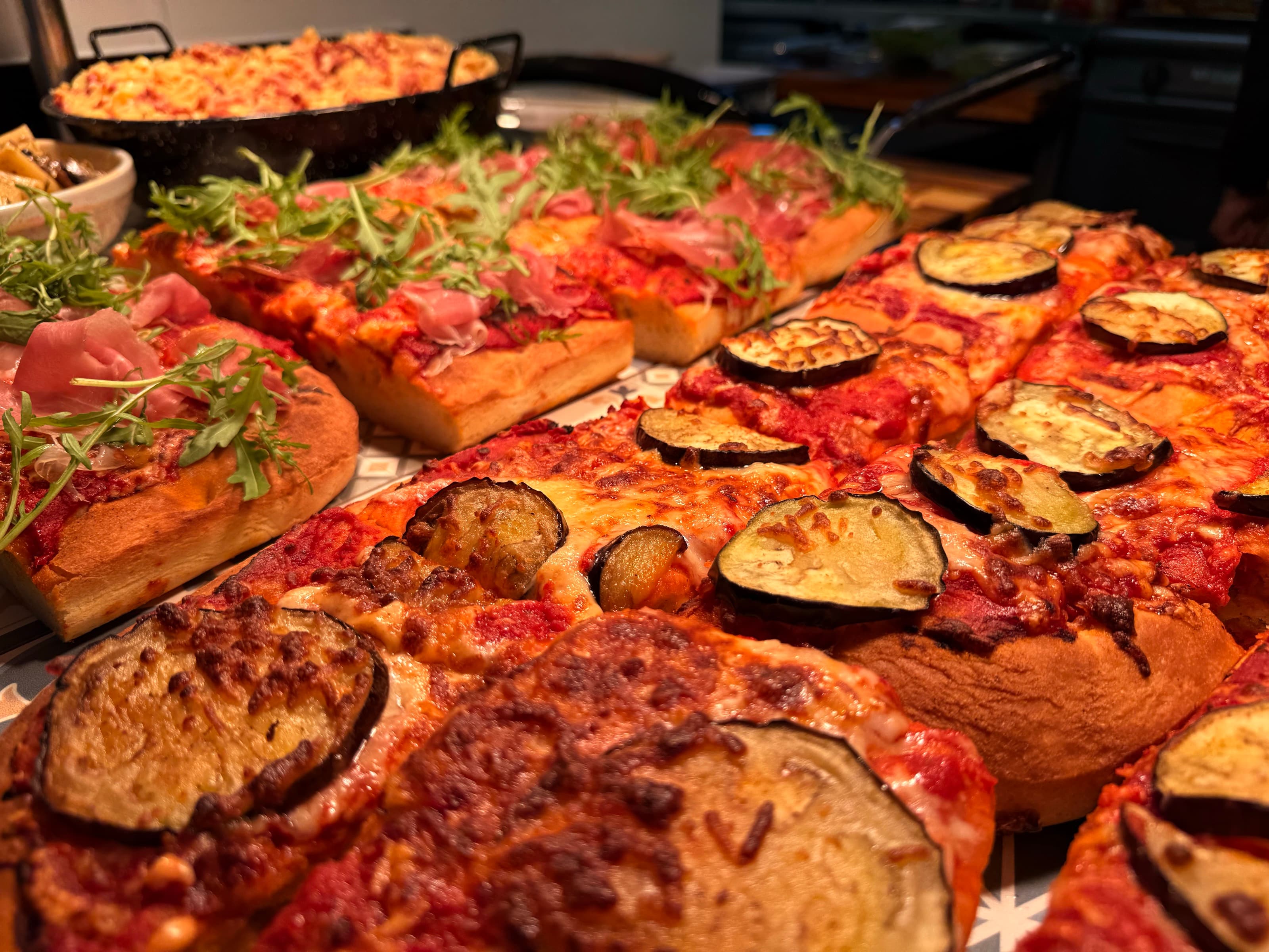 Focaccia Pizza — aubergine · rocket