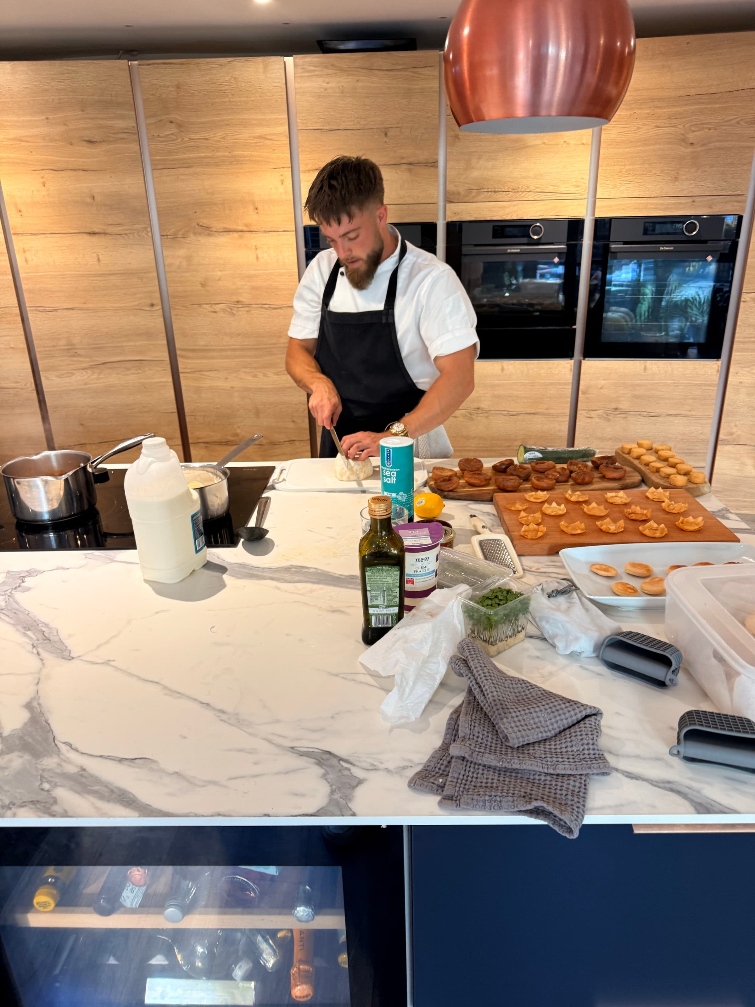 Samuel at work in a client's marble kitchen